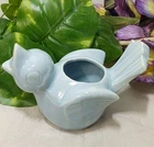 🐦Blue Singing Bird Planter 1940's Art Pottery Open Beak Shawnee USA Vintage MCM