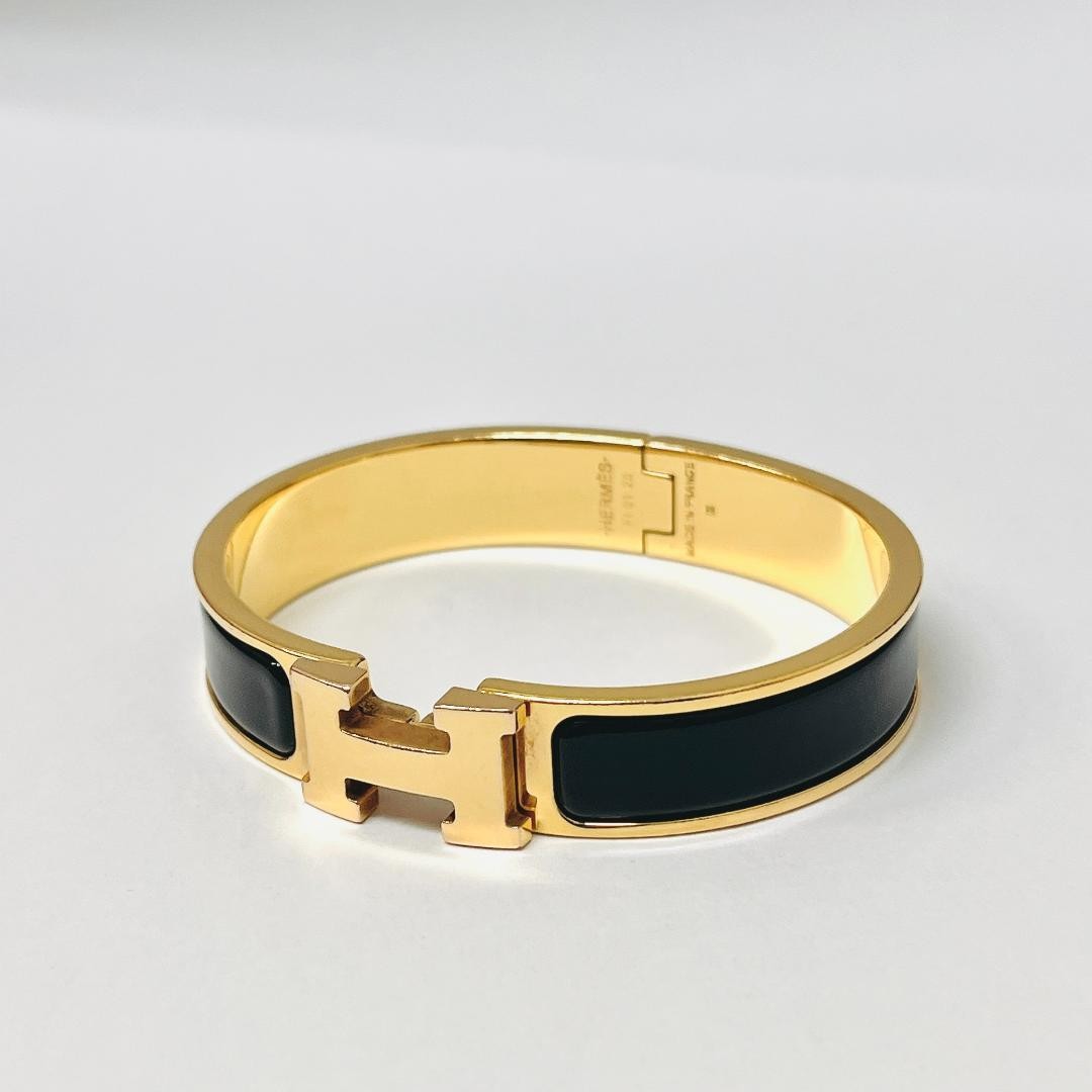 Hermes Click H Bangle Black Gold Excellent Condition No Box 15.5cm