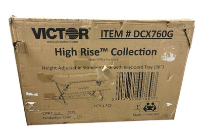 Victor DCX760G High Rise Adjustable Height Standing Desk Riser 36'' Charcoal Gray