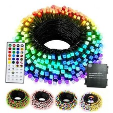 Christmas Lights Battery Operated, 33Ft 100 Warm White  RGB Color Changing-DG