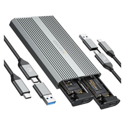 iDsonix Dual-Bay M.2 NVMe SSD Gehäuse 2 Kable 10Gbps Aluminum USB C to M.2 SS...