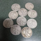 Lot Of (10) Circulated Walking Liberty half dollar 90% silver