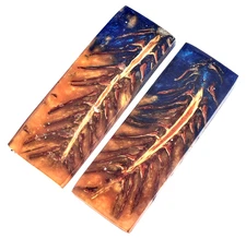 Custom Made Stabilized Pine Cones Resin Pair Scales For Knife Making Handle 2952