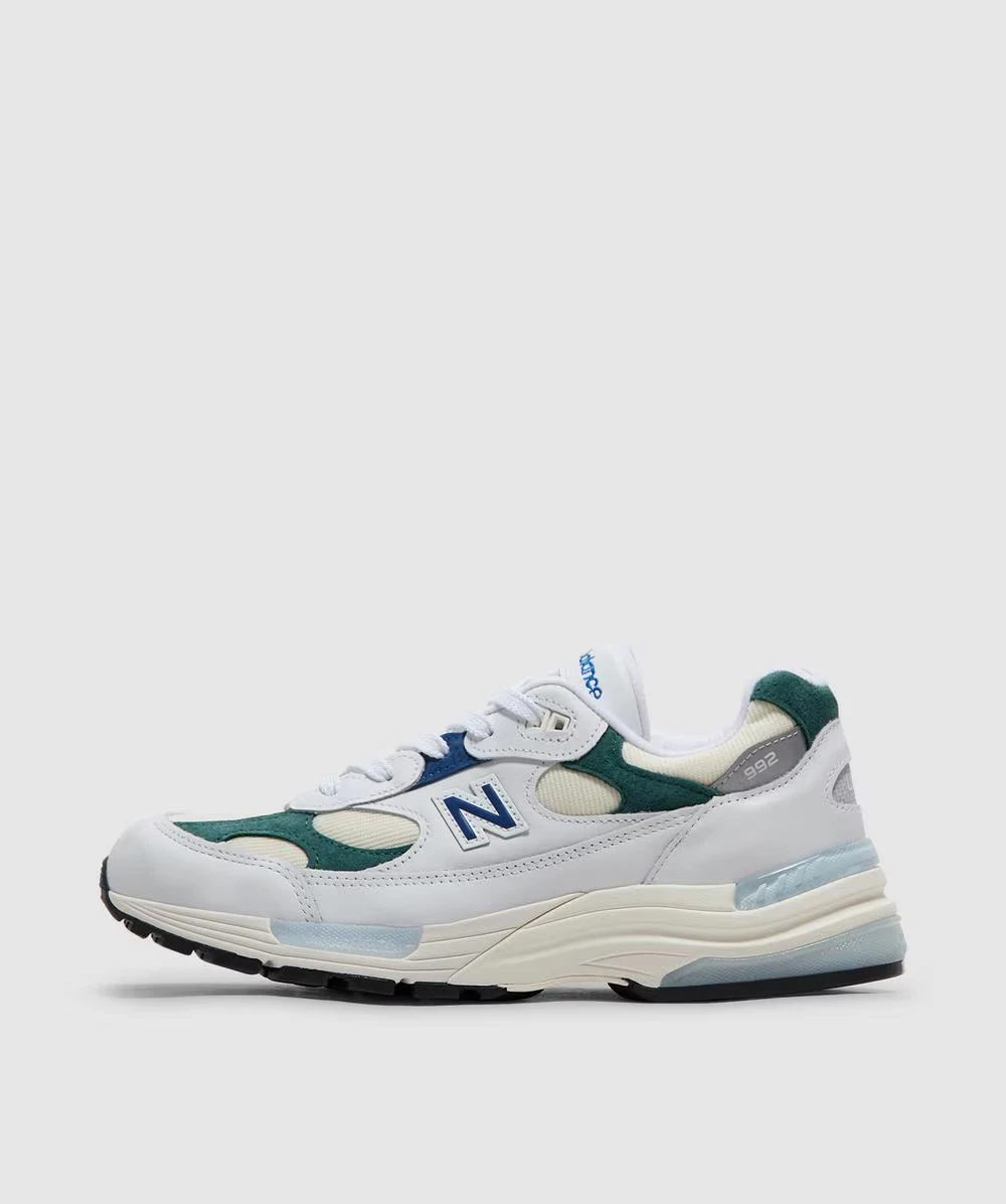 New Balance 992 Made In USA in White and Green Shoes