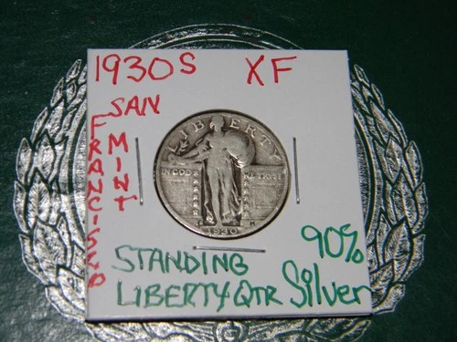 1930 S Standing Liberty Quarter 25 Cents 90% Silver SAN FRANCISCO Mint Coin