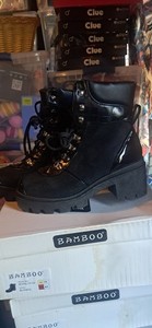 Brand New Womans Black Boots Size 9 Ankle Boot Faux Suede Nib Gothic 