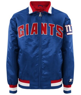 STARTER Mens New York Giants Varsity Jacket, Blue, X-Large (Regular)