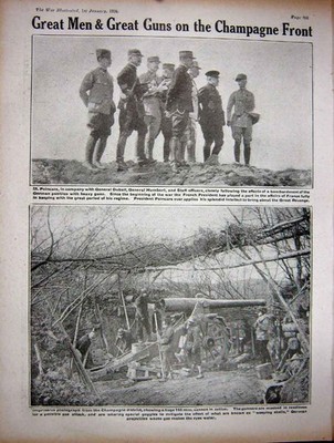 Old Antique Print Ww1 1916 Russian Machine-Gun Dvina Champagne Poincare