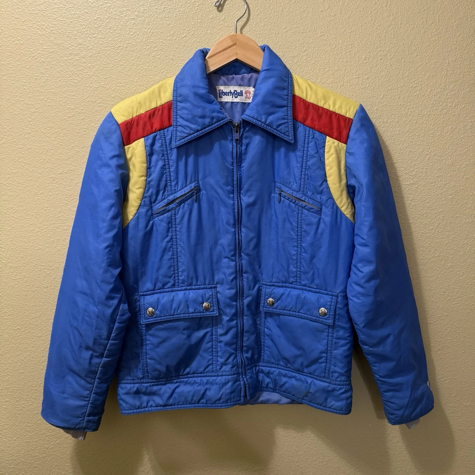 Men’s Small? Vintage 80’s Liberty Bell Blue Red Yellow Full Zip Ski Jacket