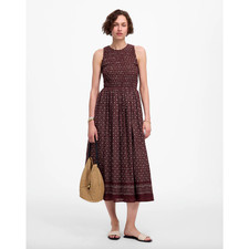 Madewell The Melody Smocked Midi Dress Daisy Print Dusty Plum Boho Pockets M NWT