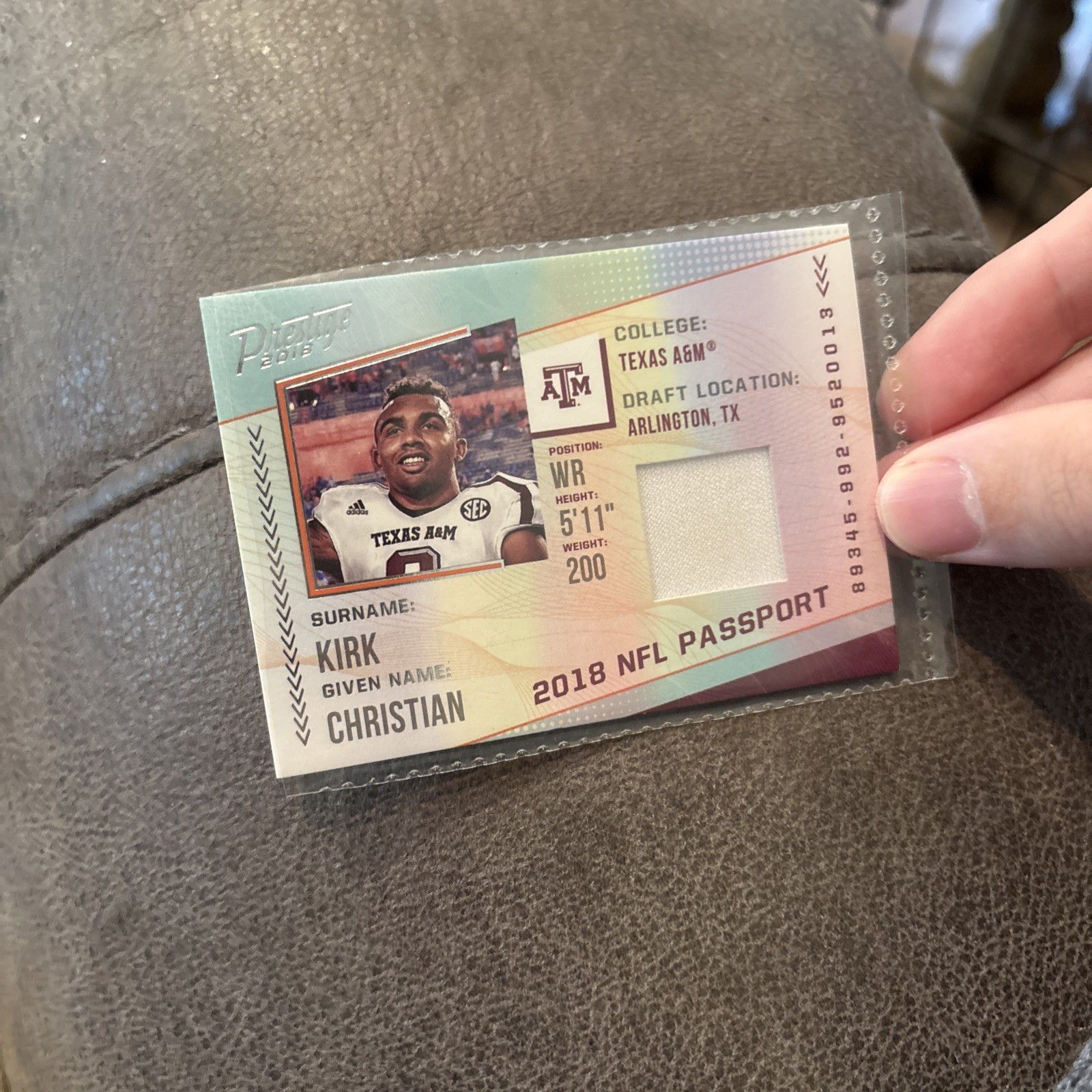2018 Panini Prestige - Nfl Passport Christian Kirk #PP-CK Memorabilia (MEM, RC)