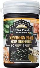 Baby Fish Food with 50 Sword Prawn Shrimp, Slow Sinking, for Brine Shrimp