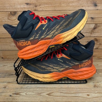 Hoka One One Stiefel Herren UK 9 SpeedGoat 5 Mid GTX Orange Vibram Wasserdicht Trail