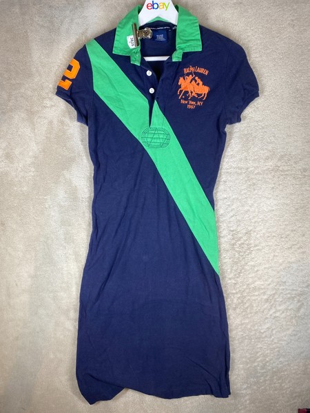Ralph Lauren Sport Casual Polo Dresses Size XS Womens Blue Logo Short Sleeve