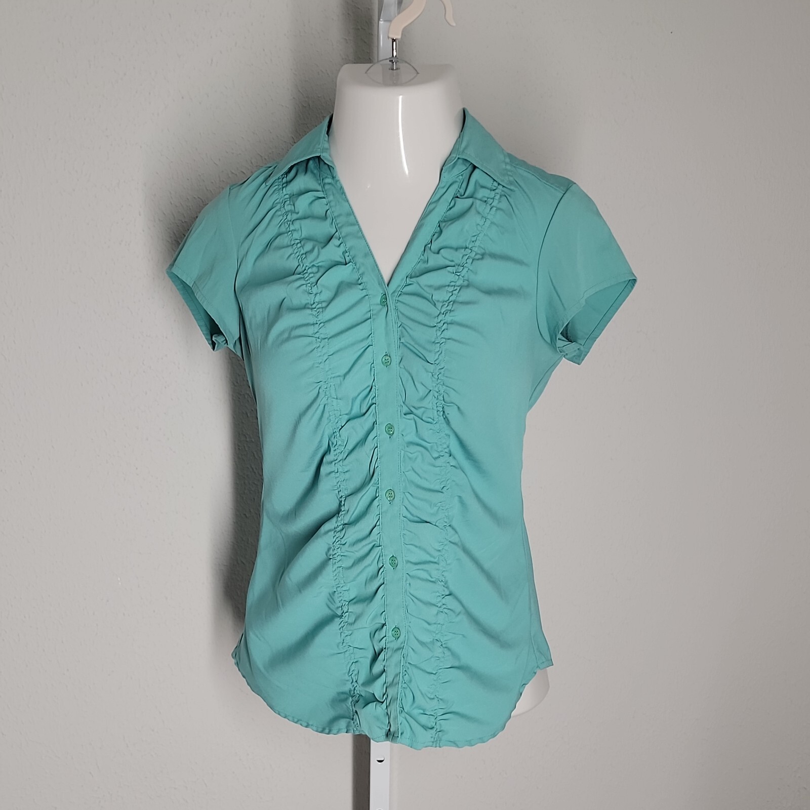 Cute Teal Green Sleeveless Collared Blouse Sz M by Nue Options