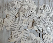 Book Page Heart Confetti Cut outs Ephemera Junk Journal Collage 1.5 inch Vintage