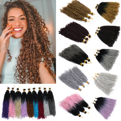 14'' Water Wavy Braid Hair Extensions Deep Curly Hairpiece Crochet Afro Twist US