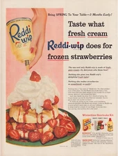 Print Ad Reddi Wip Whipped Cream 1956 Strawberry Shortcake Full Page 10.5"x13.5"