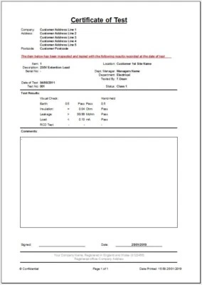 PAT TEST CERTIFICATES & PAT CHECKLIST SOFTWARE ! MANUAL ENTRY