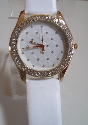 Fashion Green, Blush, Brown, Pink, Black Leather Band Rhinestone Women's Watch