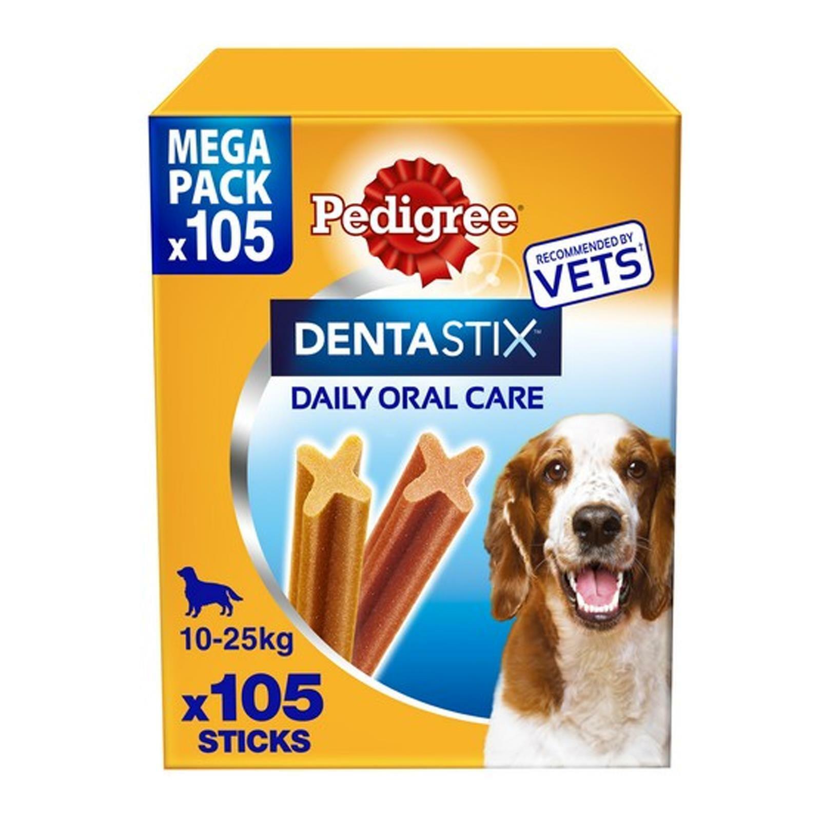 105 Pedigree Dentastix Daily Dogs Dental Care Sticks Chews for S,M & L