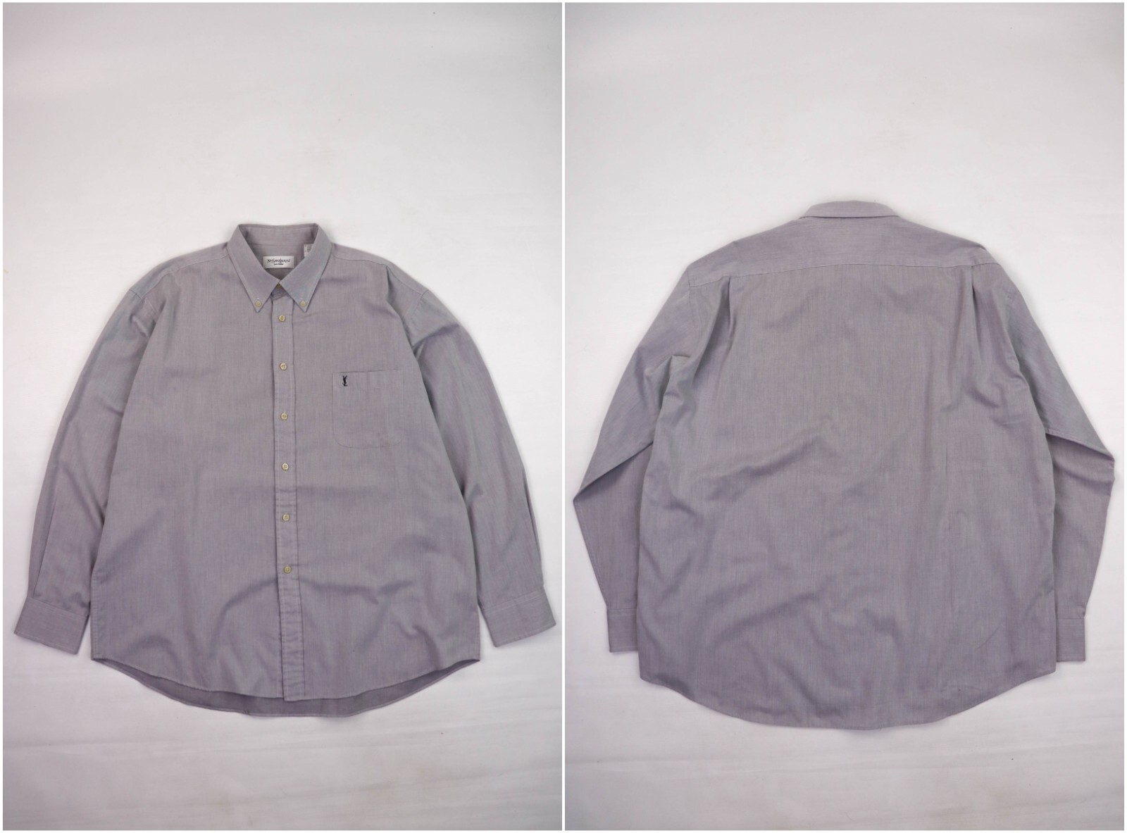 Camicia vintage YSL Yves Saint Laurent Pour Homme grigio chiaro taglia XL