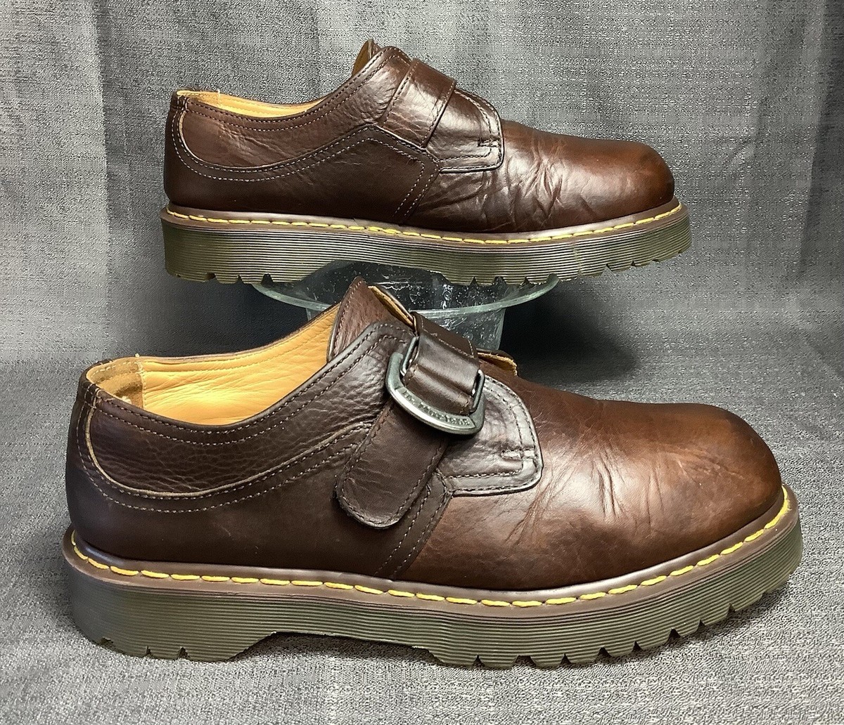 Men\'s Doc Marten\'s Brown Leather Buckle Slip Ons Sz 9, 8360, RS 340 Vintage Dr Martens Shoes Mens 10 Brown Leather Monk Strap  main image 4