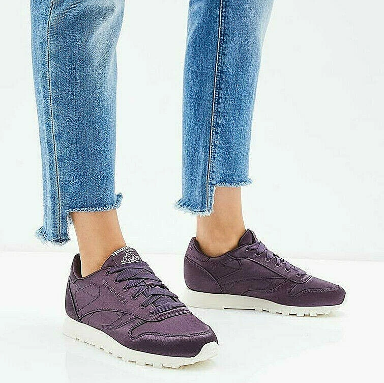 doorgaan met Maestro trommel Womens Reebok Classic Leather Satin Purple Shoes Lifestyle Sneaker CM9799  NEW | eBay