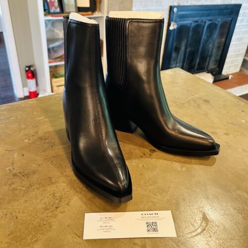 Coach Women's Prestyn Leather Bootie Boots Black Size 8B New/unworn MSRP $137 - Picture 1 of 13