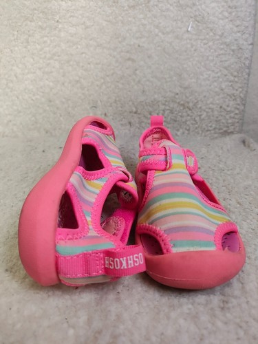Oshkosh Bgosh Baby Girls Sandals 7M Pink Fabric Stretch Comfort Flat Shoes - Picture 8 of 20