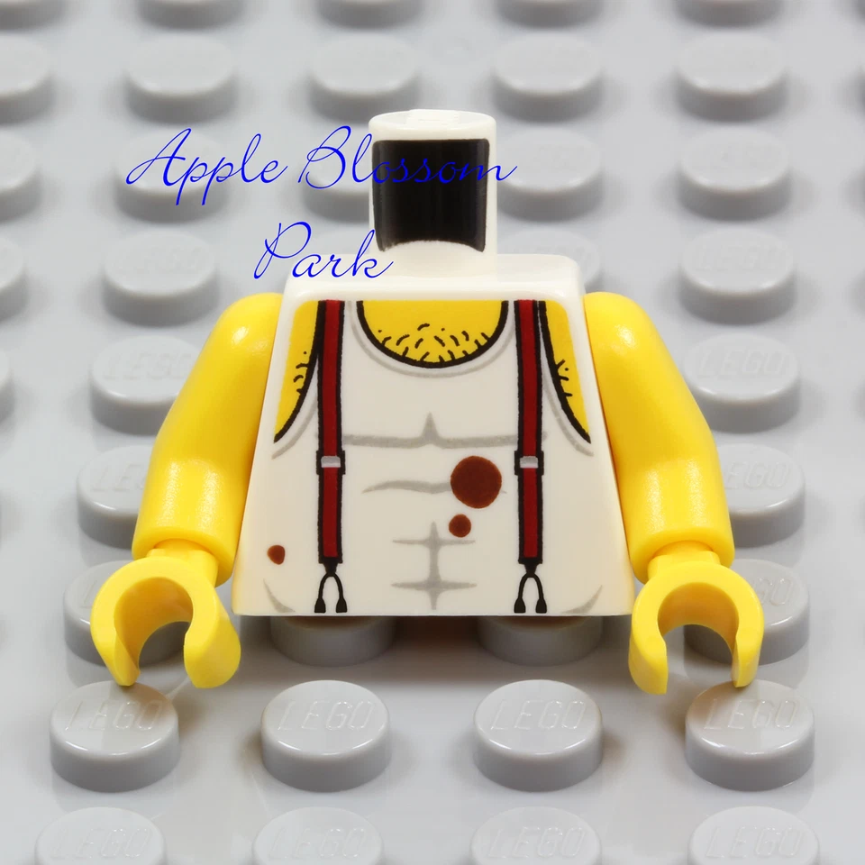 NUEVO Lego City Hombre MINIFIGURA BLANCA TORSO Coche Camión Tanque Pecho Desnudo Mecánico Muscular Foto 3 de 4