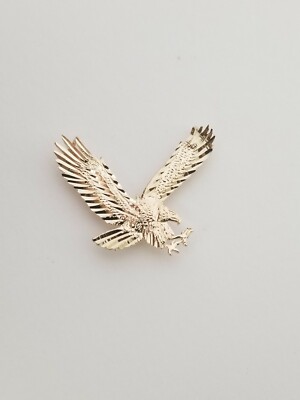 14K Solid Yellow Real Gold Eagle Charm Pendant