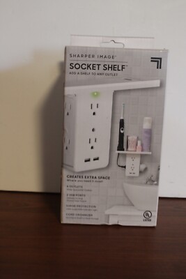 Sharper Image Socket Shelf Surge Protector 6 Wall Outlets 2 USB Ports NEW