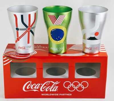 Coca-Cola Rio Olympics 2016 Aluminum Tumbler Novelty Japan, Brazil & England