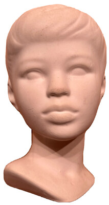 YOUNG BOY PLASTER HEAD WHITE BISQUE SCULPTURE 7.5 INCHES HIGH VINTAGE