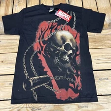 Vintage Y2K Mad Engine x Marvel Ghost Rider Black Graphic TShirt Men's Size SM