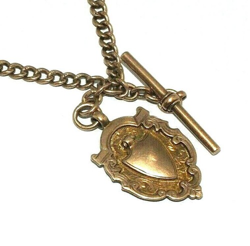 Unisex/Ladies/Gents 9ct rose gold Albert chain with a T-bar and Fob attached - Picture 2 of 10