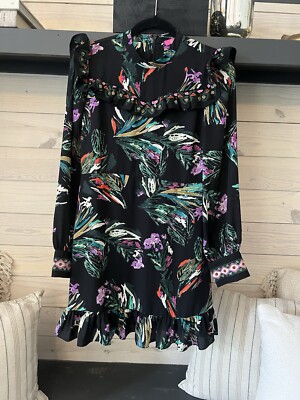 Catherine Malandrino Black Floral Midi Mini Dress Long Sleeve SZ 6  Embroidered | eBay
