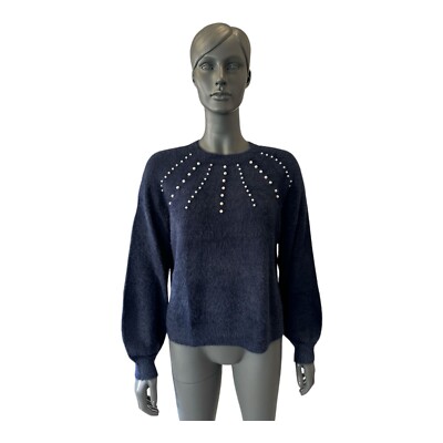 ONLY Damen Stickpullover Strickpulli Pullover Damenpullover blau NEU Größe L