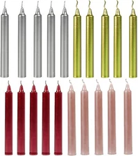 Chime Spell Candles - Metallic Gold Silver Altar Chime Candles Shiny Candle S...