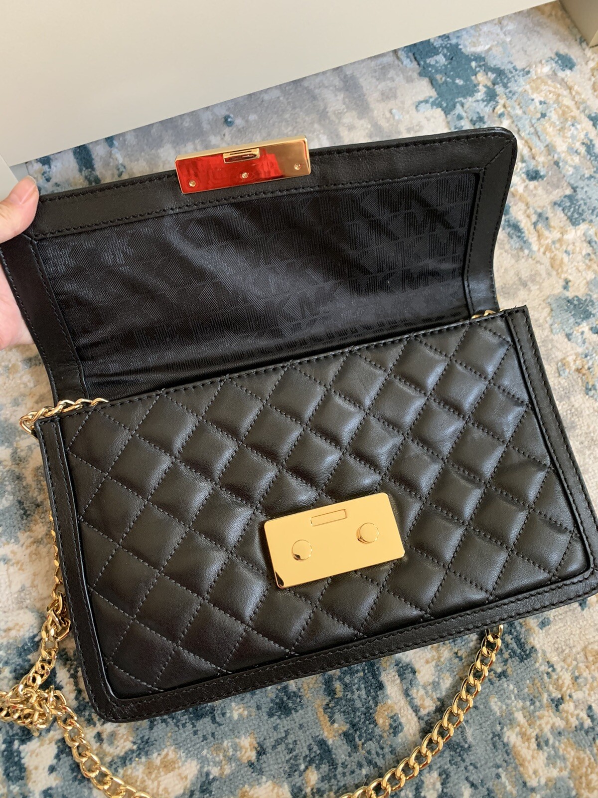 NWT Michael Kors Quilted Leather Sloan Large Messenger Crossbody Bag ~black thumbnail 5