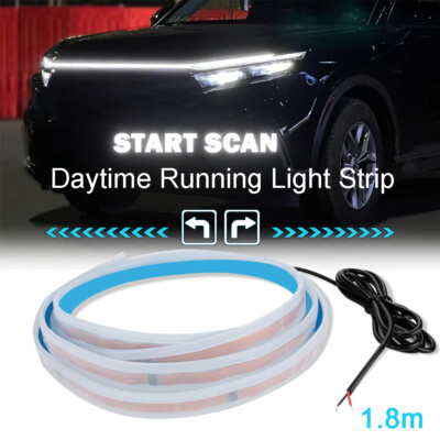 180cm Car Engine Hood Light DRL White LED Daytime Running Light Strip Flexible