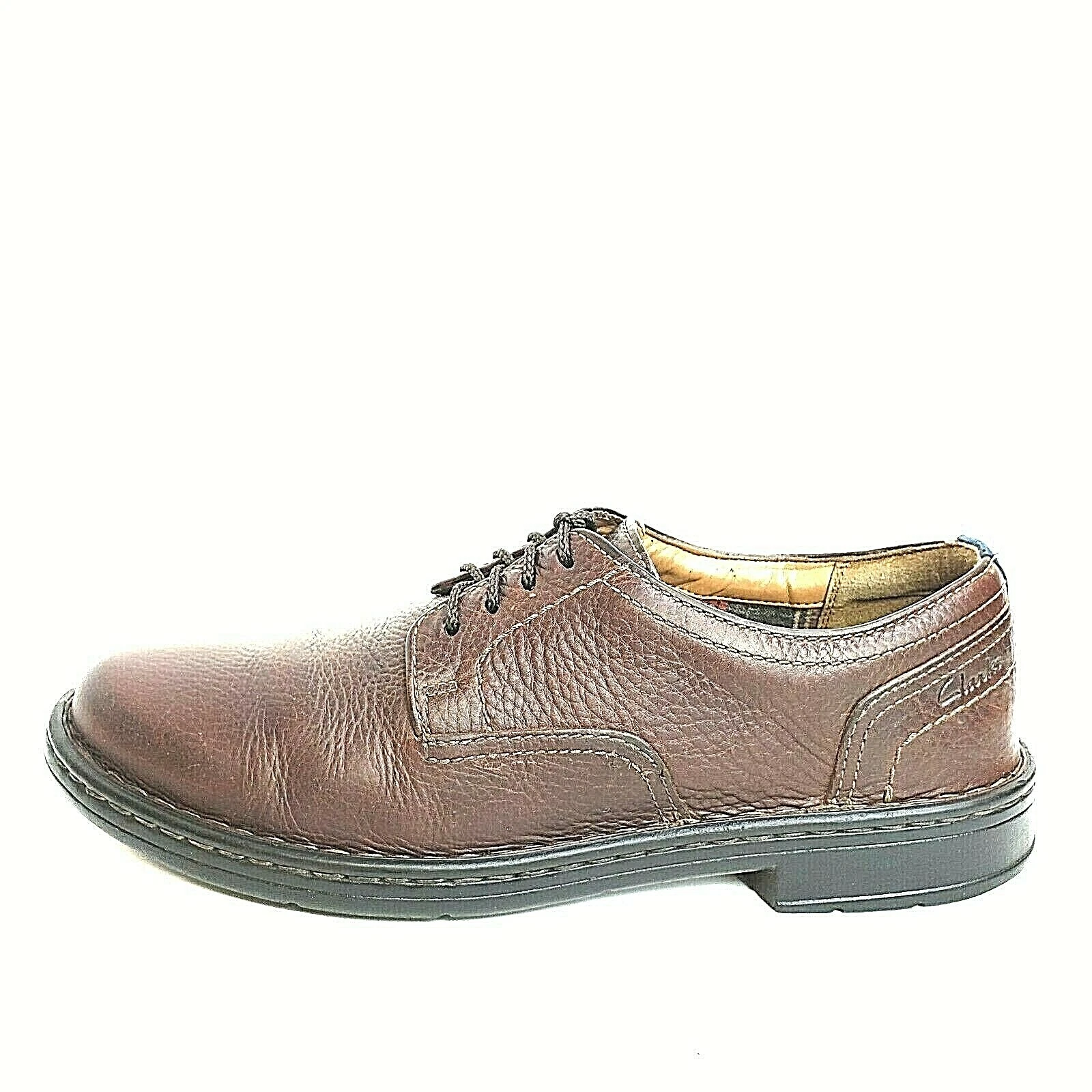 CLARKS Scarpe uomo Clarkes Rendell tinta unita 14885 taglia 10 marrone pelle ortolite stringate
