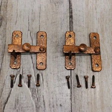 2PC Vintage Mckinney Forged Iron 3/8" Offset Latch Cabinet Hardware -Olde Copper