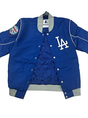 MLB LA Dodgers Blue Starter Baseball Varsity Full Snap Bomber