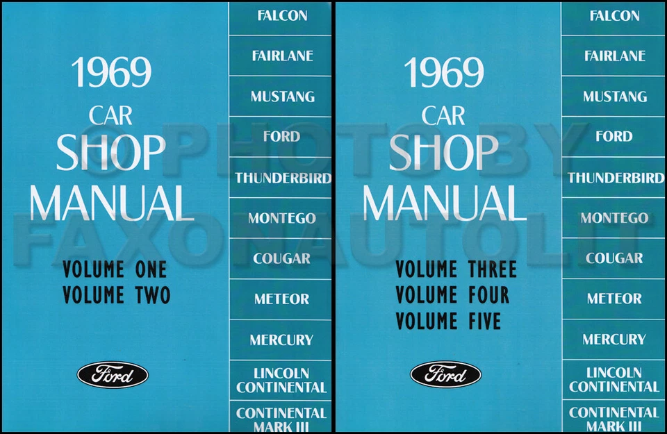 1969 Mustang Cyclone Cougar and Mach I Shop Manual Set Ford Mercury Repair Books
