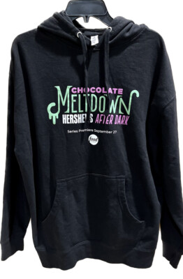 Unisex Chocolate Meltdown Hershey s After Dark Black Hoodie Sweatshirt Size XL