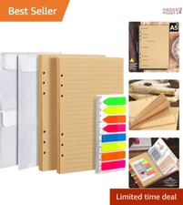 Durable A5 6-Ring Planner Insert Refill with Colored Markers & Binder Pockets