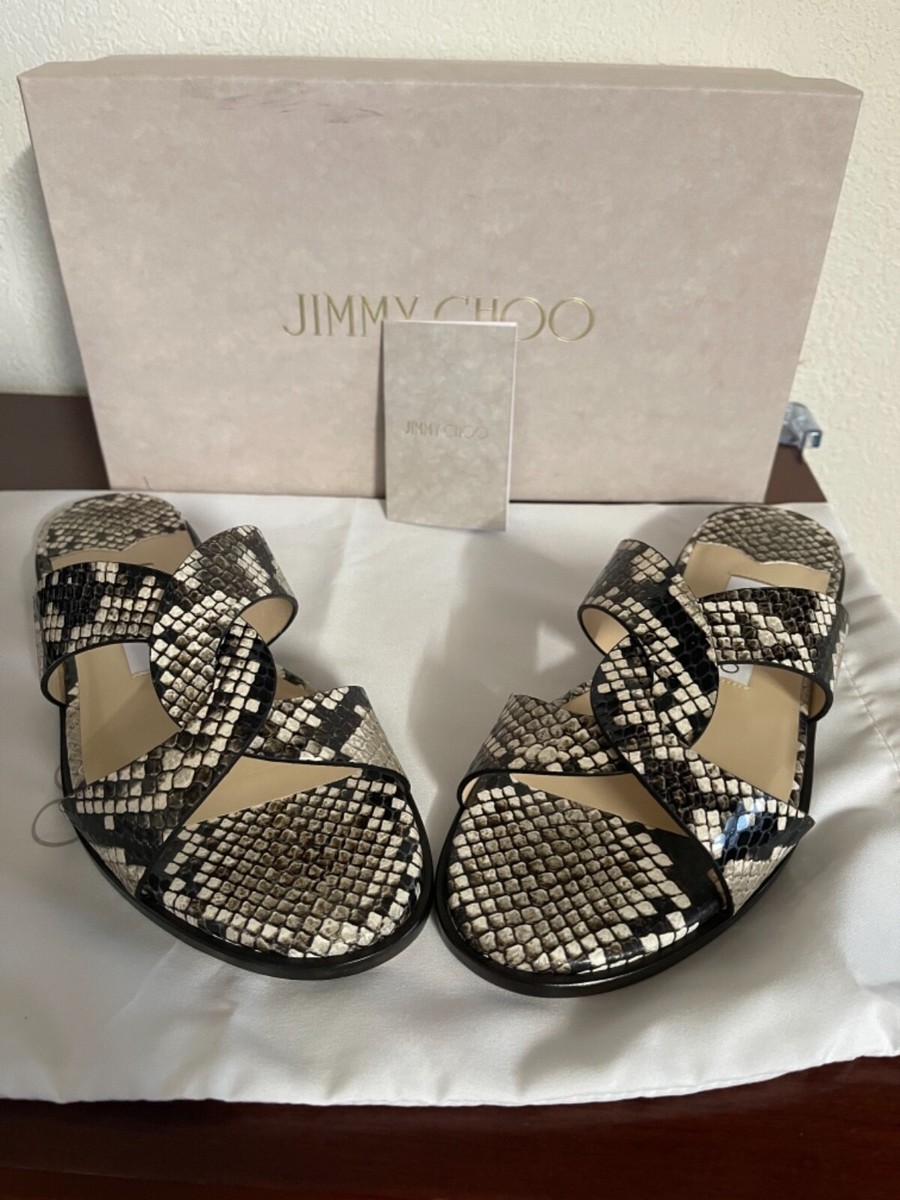 Jimmy★Choo(セールでオシャレ)大人気ATIA/Natural/Sandal Jimmy Choo Atia Snake-Print Flat Slide Sandals, 6/36 | eBay