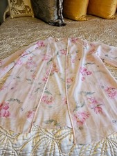 Rare FREDERICKS OF HOLLYWOOD sheer MINI ROBE. PINK WITH ROSES THEME. S/M